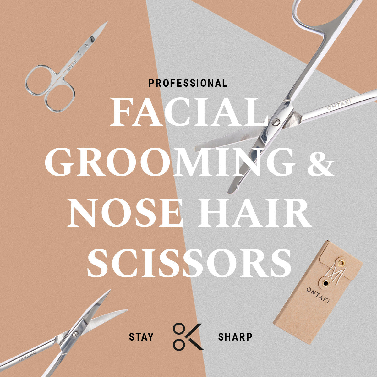 ONTAKI Facial Hair Grooming Scissors (2 Pack)