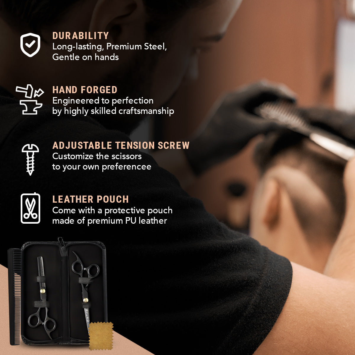 ONTAKI Hair Thinning Shears Kit Black