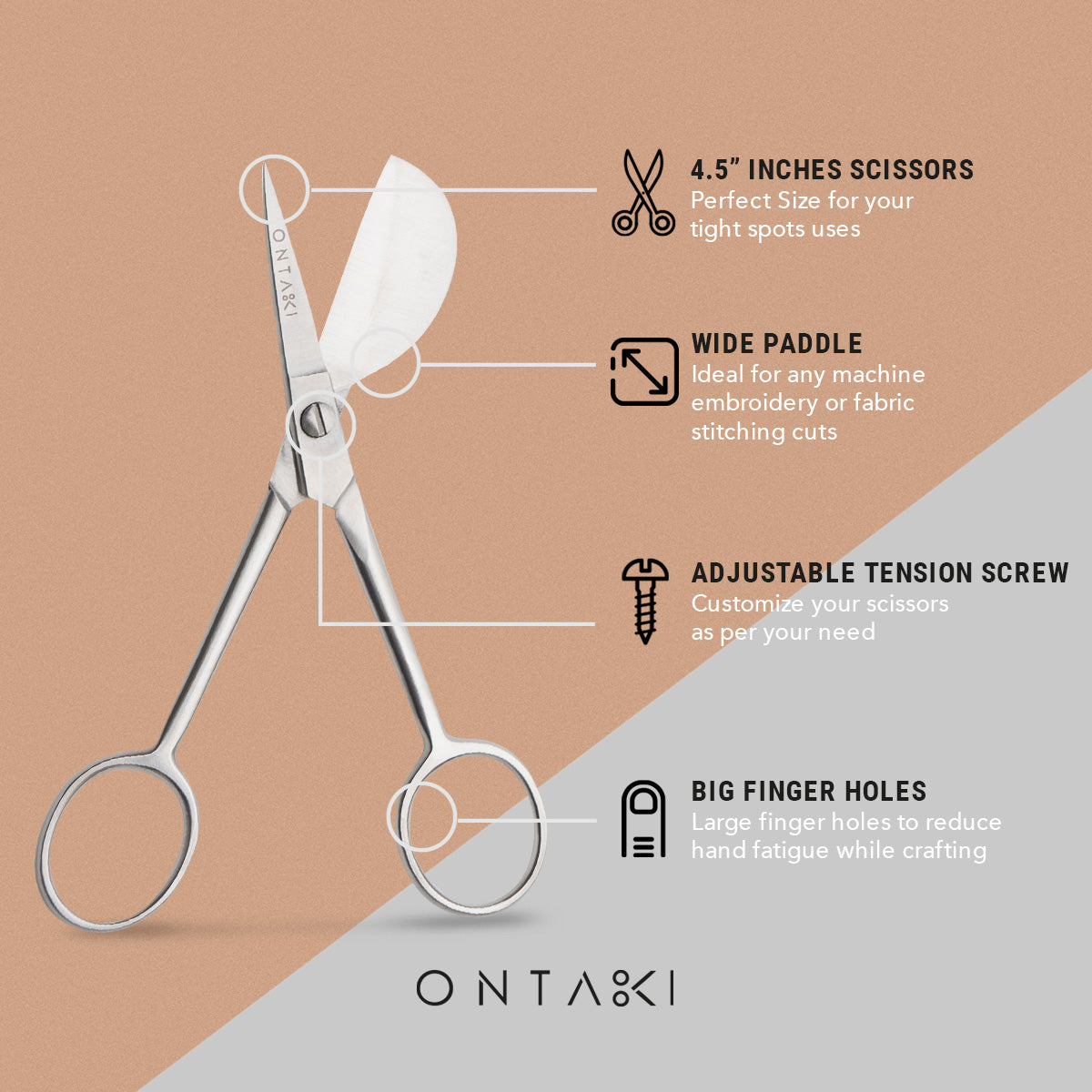 ONTAKI Duckbill Applique Embroidery Scissors (4.5")