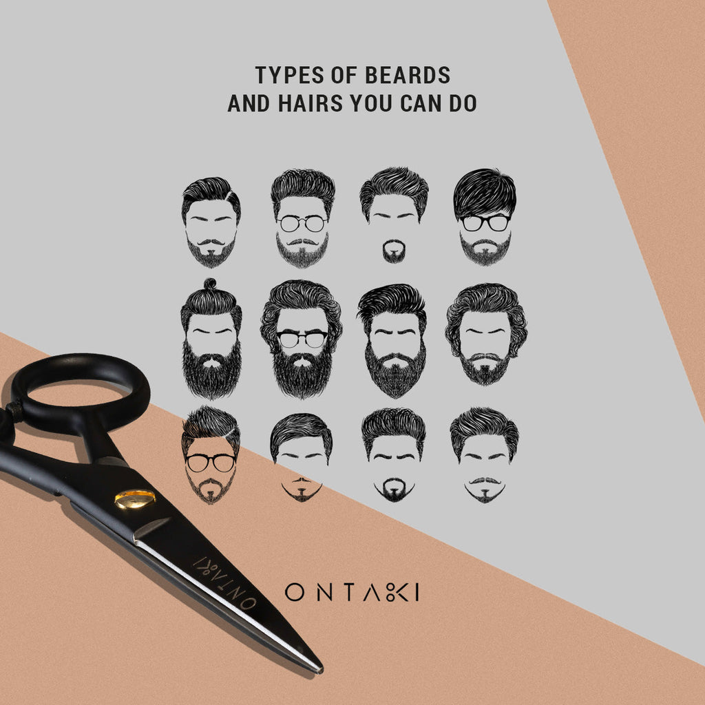ONTAKI Professional German Steel Beard & Mustache Scissors (5") – Silver
