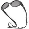 BABY SUNNIES Polarized Oval Baby Sunglasses - Oval Black - UV400 Protection for 0-24 Months - Bendable Frame with Shatterproof Design