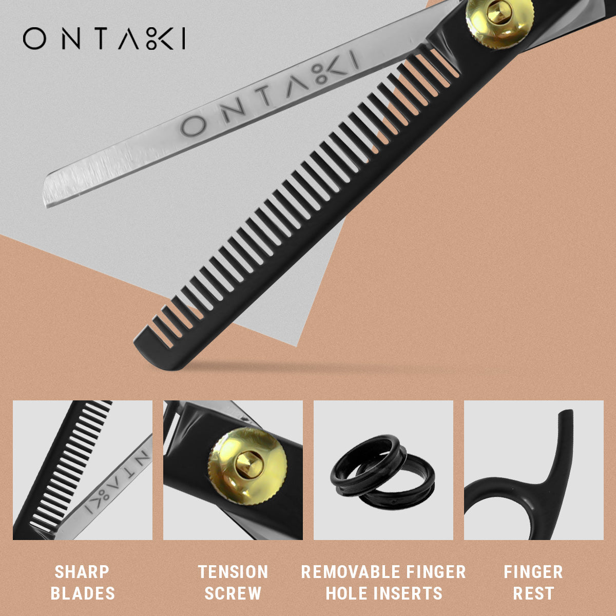 ONTAKI Hair Thinning Shears Kit Black