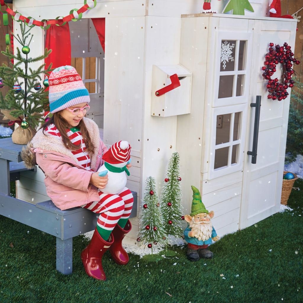 KidKraft Modern houten kinder speelhuis voor buiten - 158 cm hoog - met kinderkeuken, brievenbus en grill set – houten speeltuinhuis