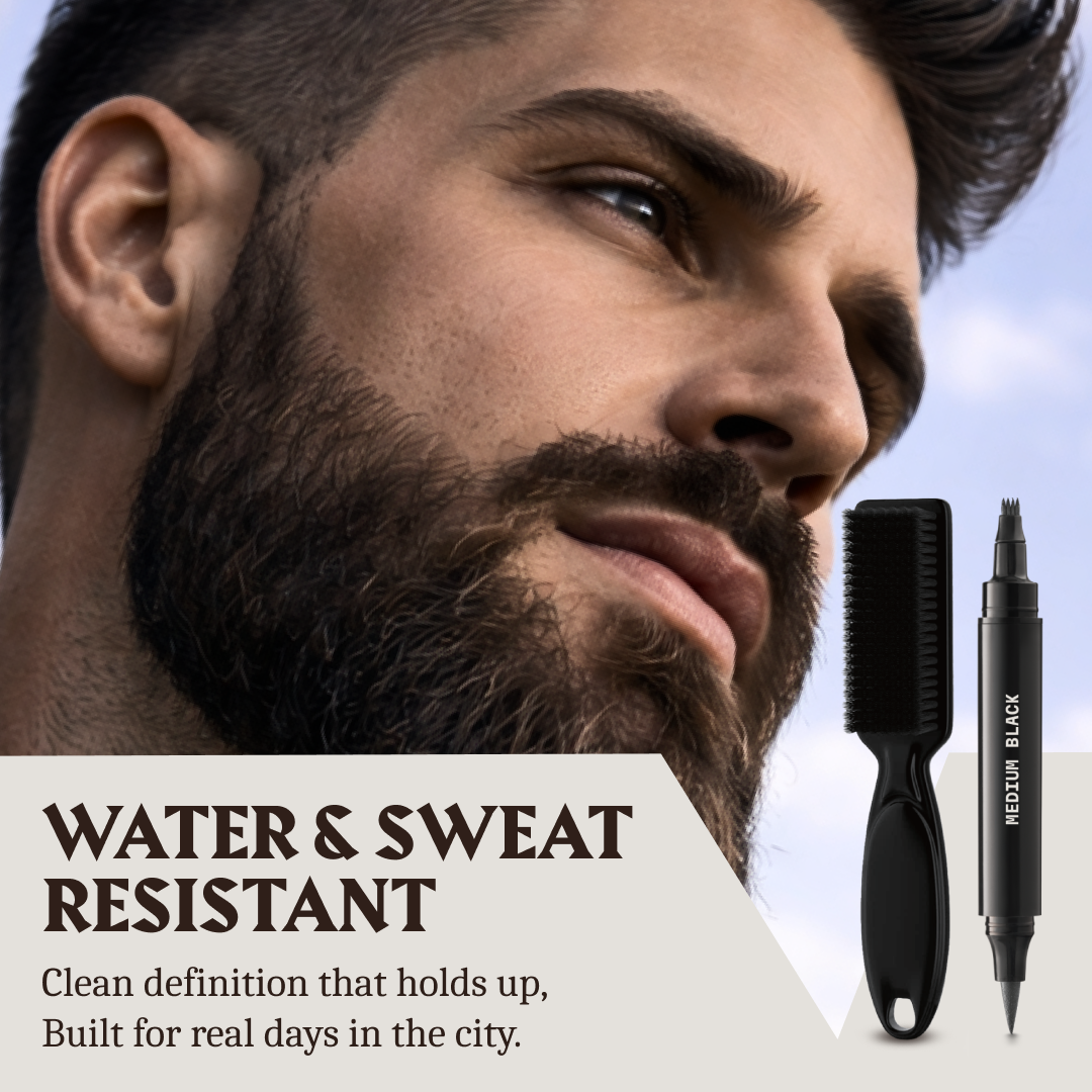 Beard Filler Pen and Brush - Dual Tip Pencil - Dark Brown Color