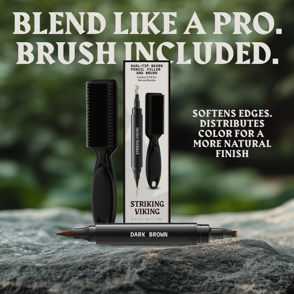 Beard Filler Pen and Brush - Dual Tip Pencil - Jet Black Color