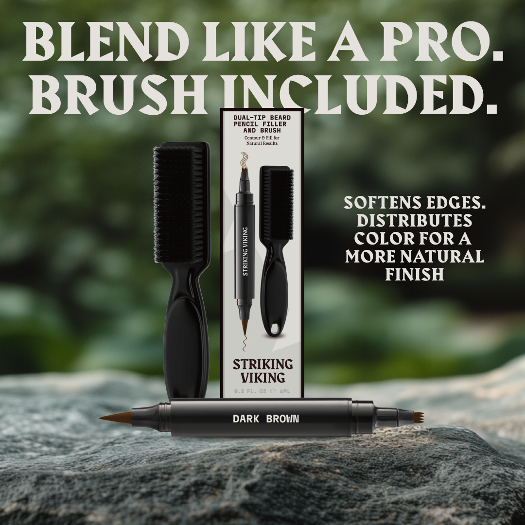 Beard Filler Pen and Brush - Dual Tip Pencil - Jet Black Color