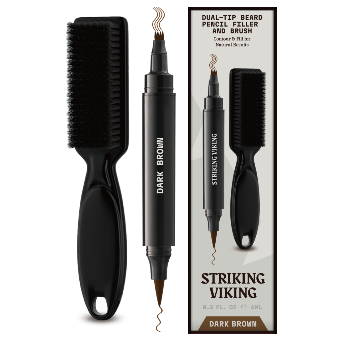 Beard Filler Pen and Brush - Dual Tip Pencil - Dark Brown Color