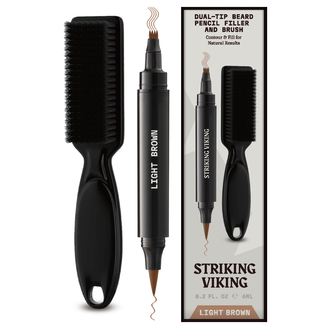 Beard Filler Pen and Brush - Dual Tip Pencil - Grey Brown Color
