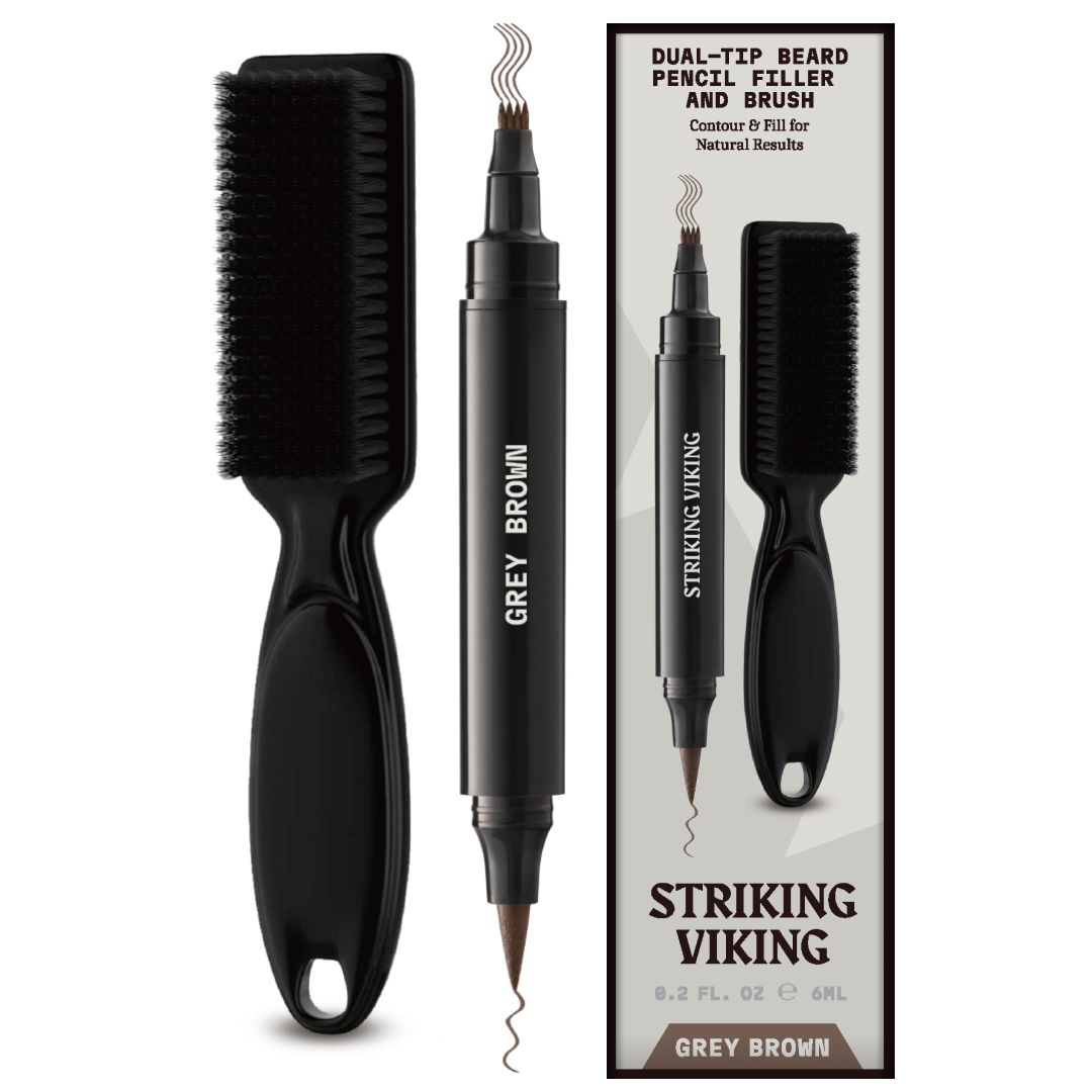Beard Filler Pen and Brush - Dual Tip Pencil - Jet Black Color