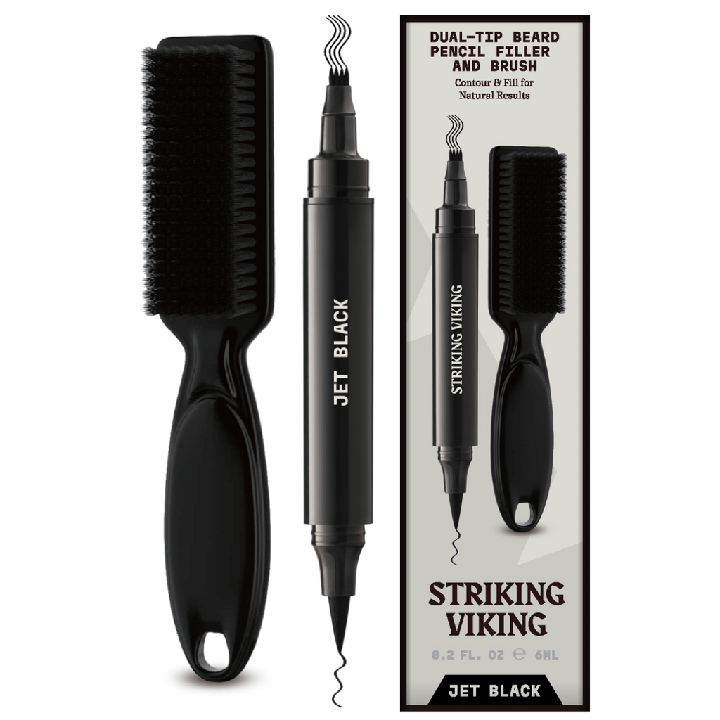 Beard Filler Pen and Brush - Dual Tip Pencil - Jet Black Color