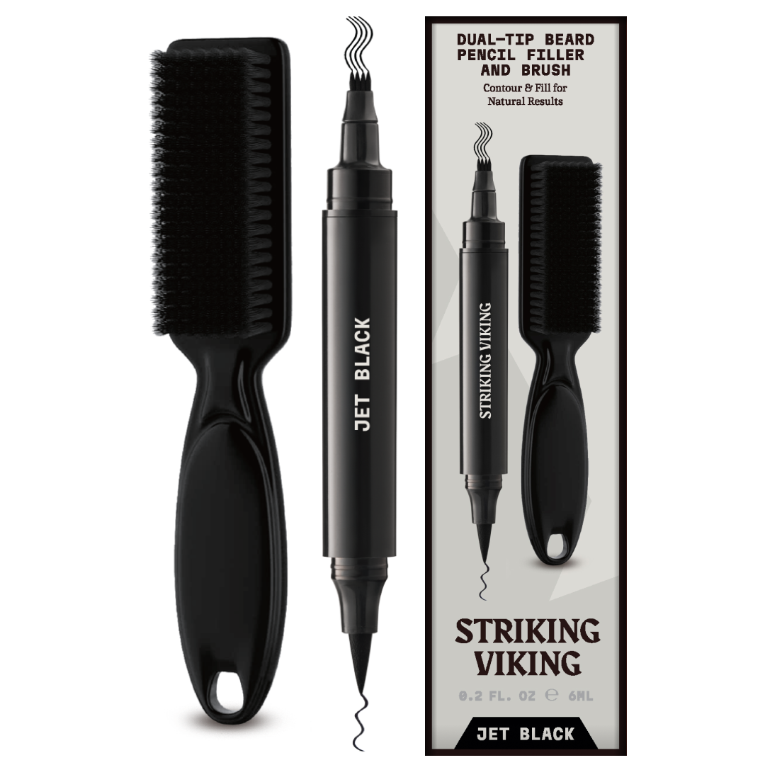 Beard Filler Pen and Brush - Dual Tip Pencil - Jet Black Color