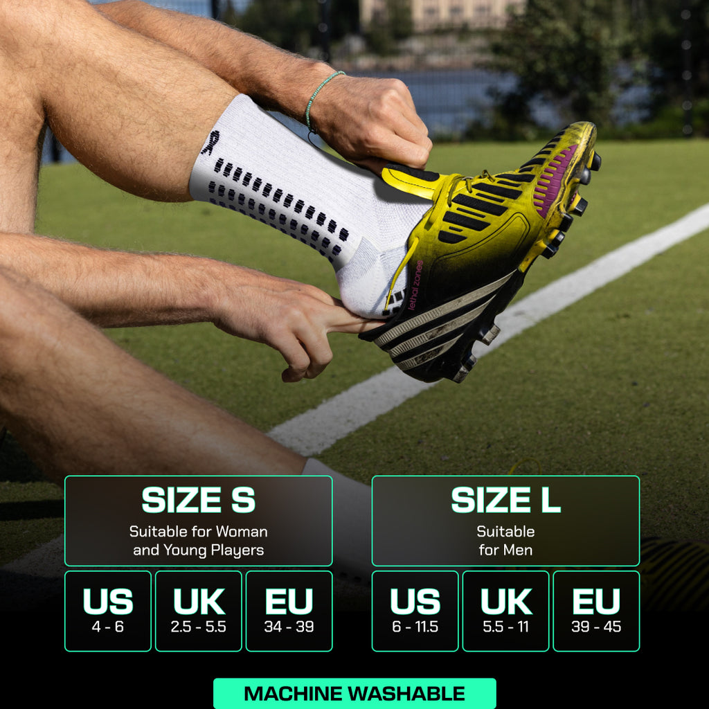 Lux Soccer Grip - Calf Sock - White