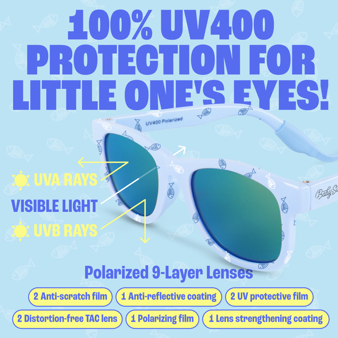 Baby Sunnies Polarized Baby Sunglasses Blue Fish - UV400, 0-24 Months