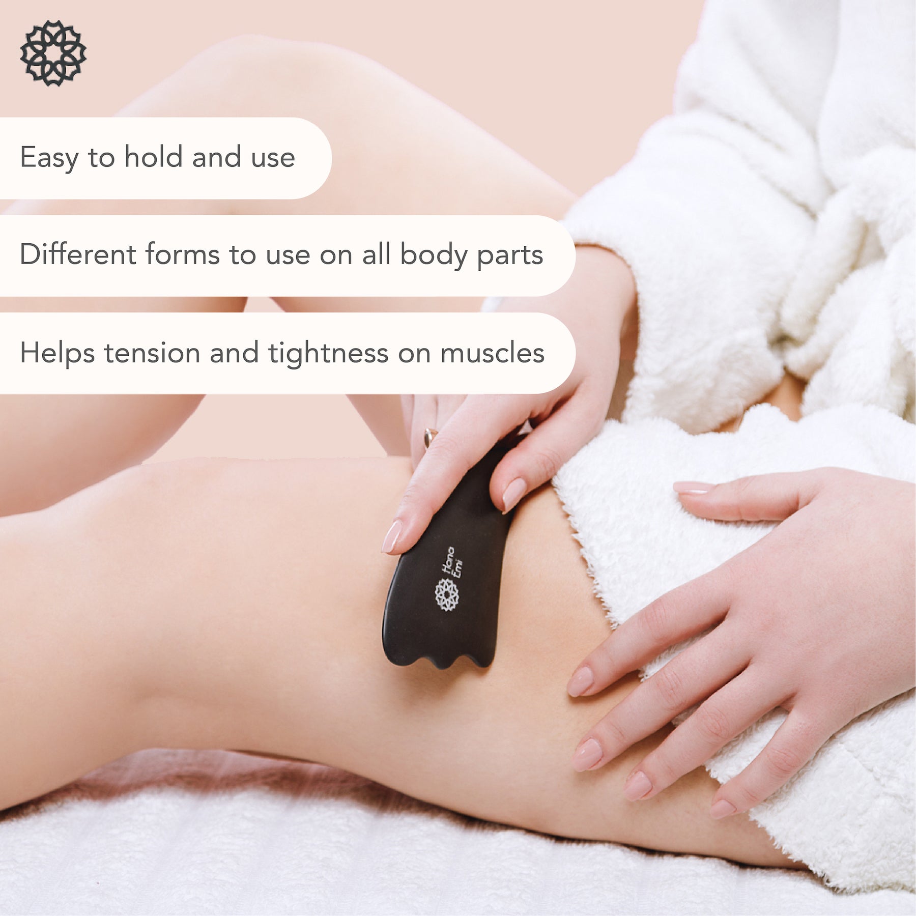 HaNaEmi Gua Sha Bian Stone Face Massage Tool Set - 4 pcs (US & EU)