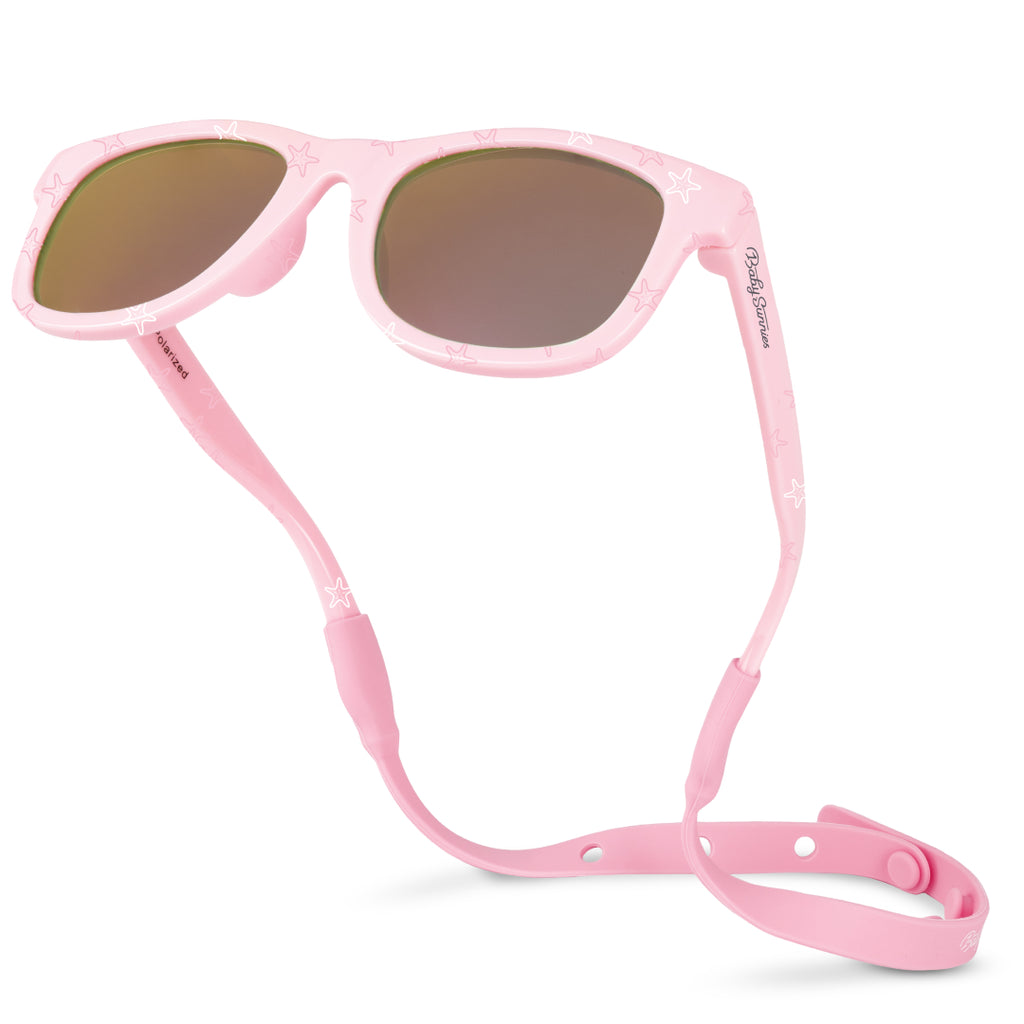Baby Sunnies Polarized Baby Sunglasses Pink Starfish - UV400, 0-24 Months