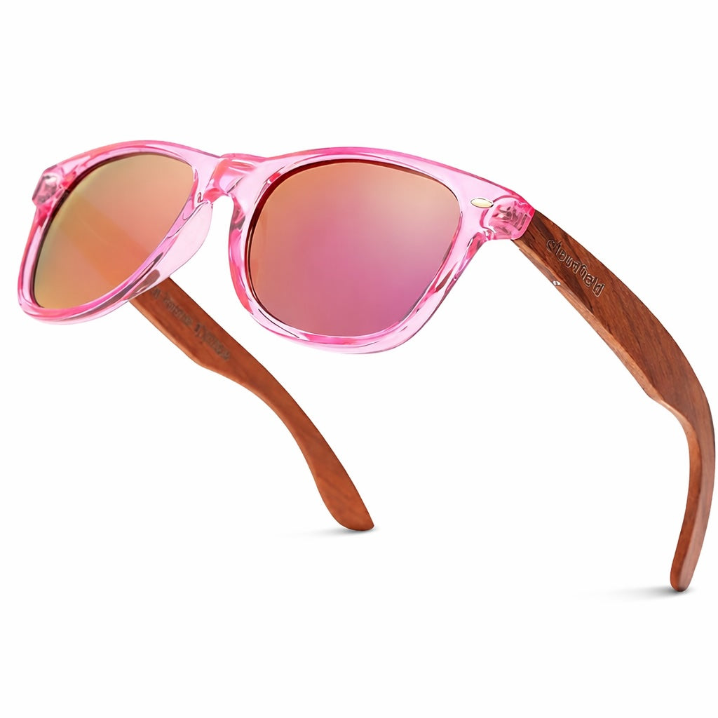 Cloudfield Pink Lens Wood Sunglasses