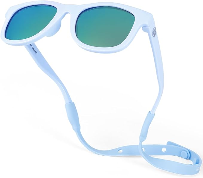 Babysunnies Sky Blue Polarized Baby Sunglasses with Strap (0–24 Months) – Flexible UV400 Infant Sunglasses