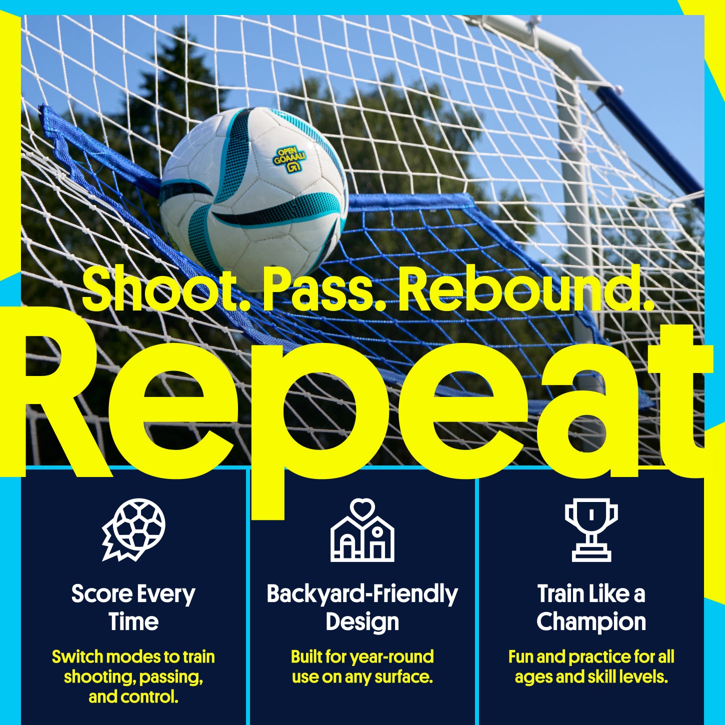 Open Goaaal Triple Function Rebounder Goal