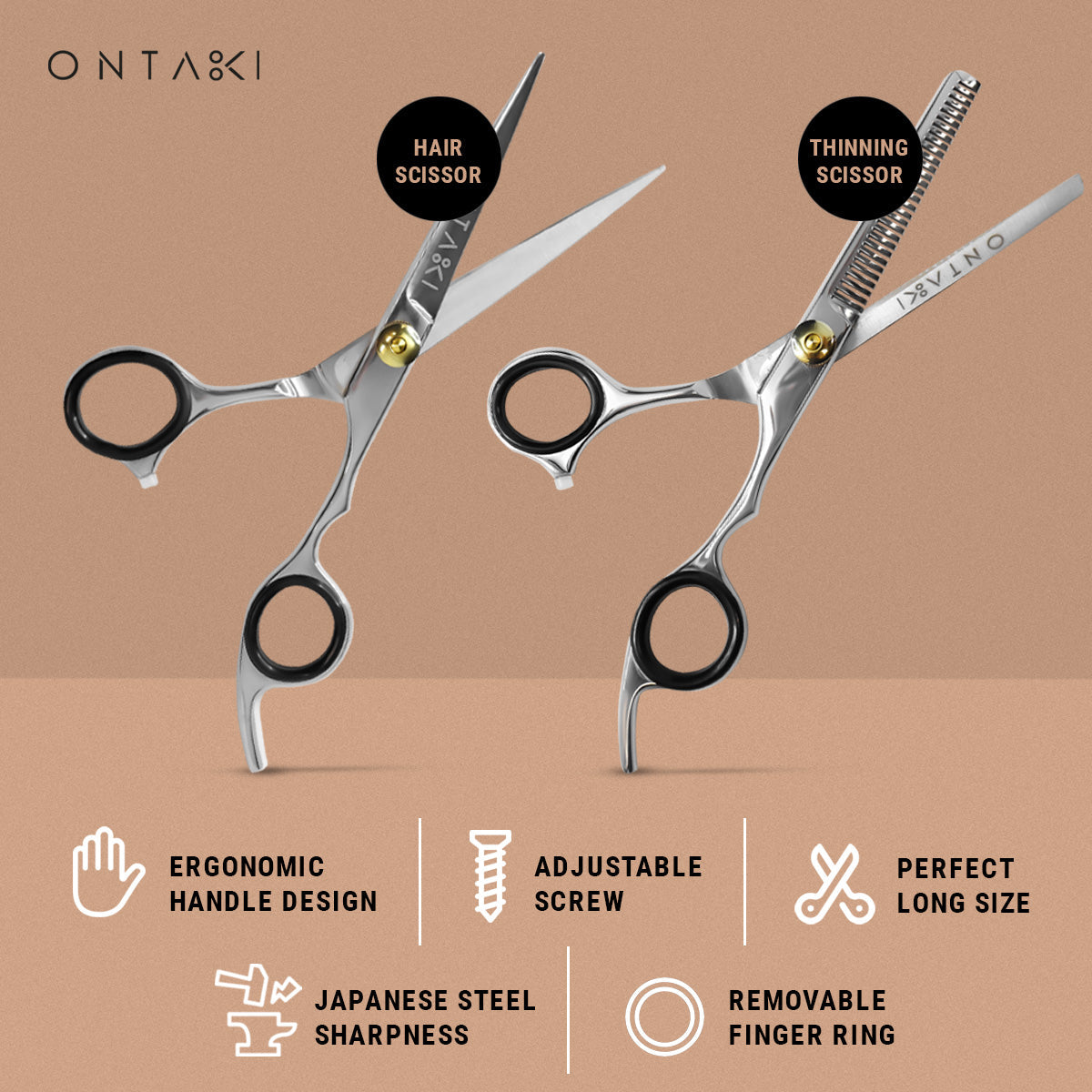 ONTAKI Hair Thinning Shears Kit Silver