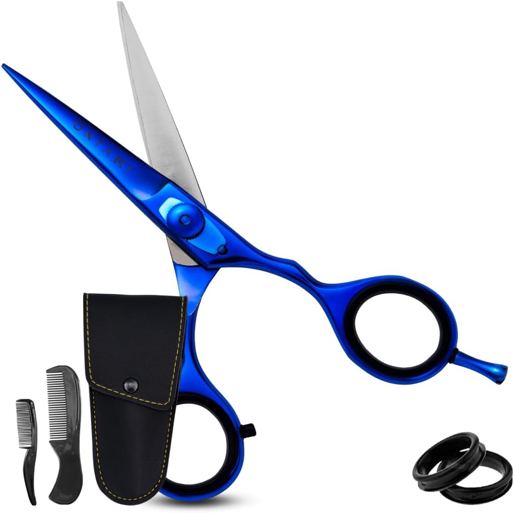ONTAKI Premium Japanese Steel Beard & Mustache Scissors (5.5") Midnight Blue