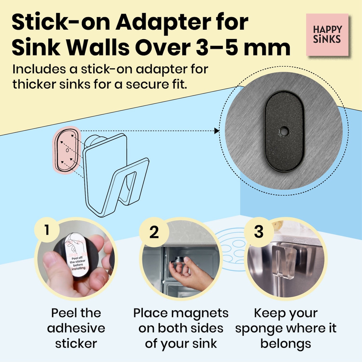 Happy Sinks Magnetic Sponge Holder - Steel