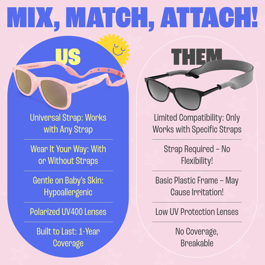 Baby Sunnies Polarized Baby Sunglasses Pink Starfish - UV400, 0-24 Months