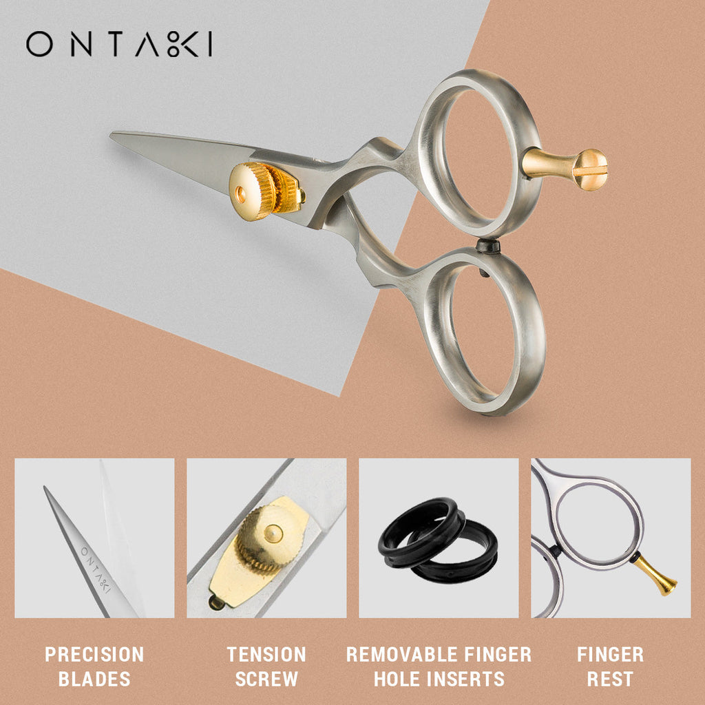ONTAKI Premium Japanese Steel Beard & Mustache Scissors (5.5") Gold