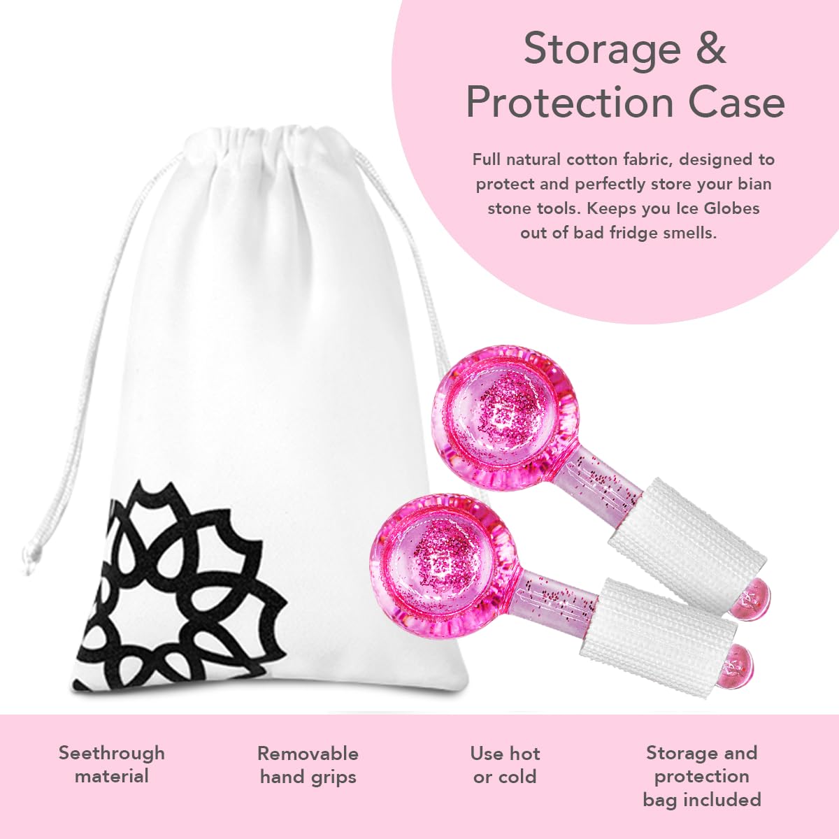 Luonkos Glass Ice Globe Face Massager - pink - 2 pcs