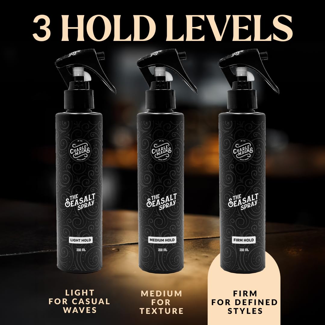 Charlemagne Havssaltspray för hår - Stark - 3-pack