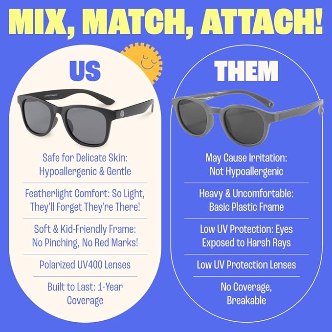 Babysunnies Black Flexible Polarized Kids Sunglasses 3-8 Years