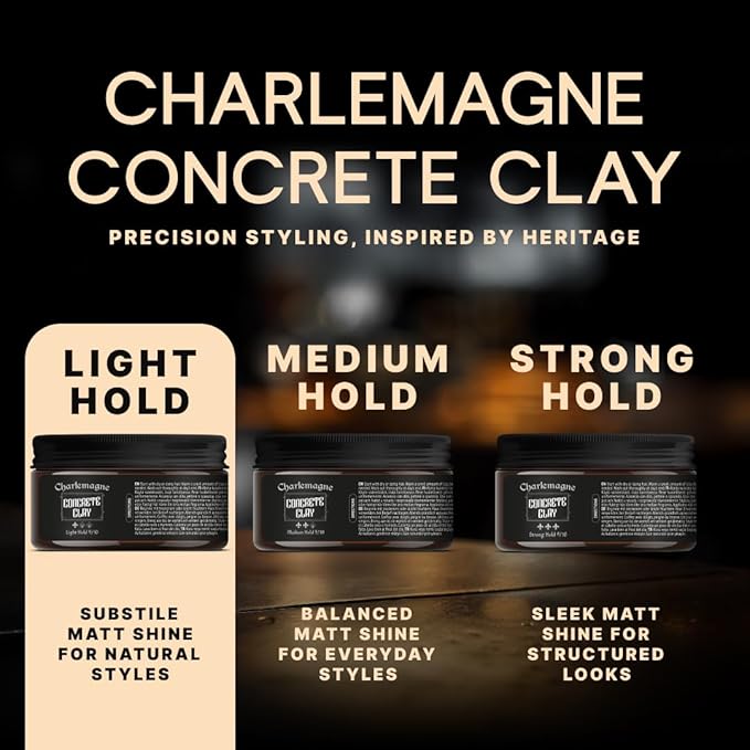 Charlemagne Concrete Clay Pomade – 100 ml – lätt stadga – 2-pack