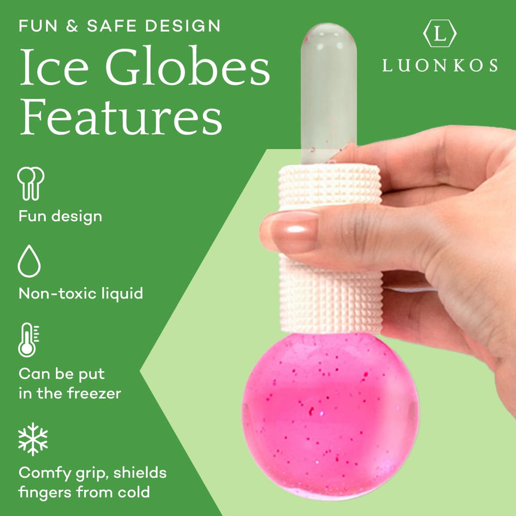 Luonkos Glass Ice Globe Face Massager - pink - 2 pcs
