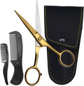 ONTAKI Professional German Steel Beard & Mustache Scissors (5") Gold Brass