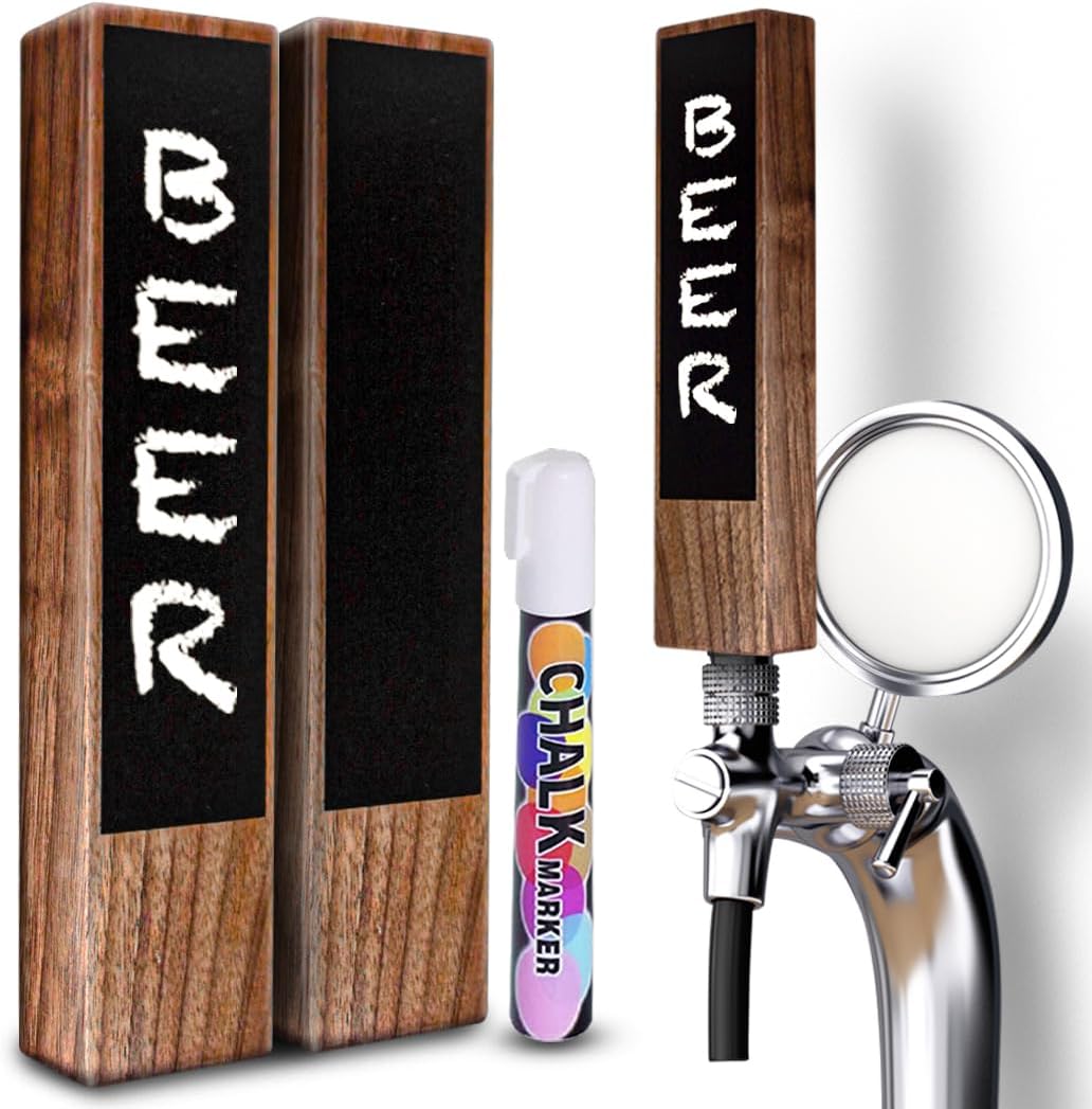 Beer Tap Handles - Beer Tap - Pack of 2 - Chalkboard Included - Pen Included - Chalkboard Tap Handle - 1919 Tap Handle - Cool Beer Taps Handles - Brown Chalkboard Beer Tap Handle