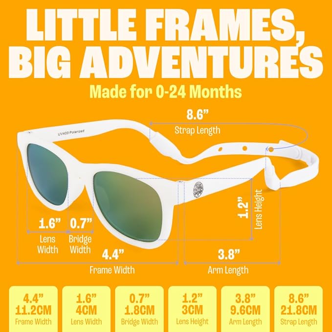 Babysunnies White Polarized Baby Sunglasses with Strap 0-24 Months