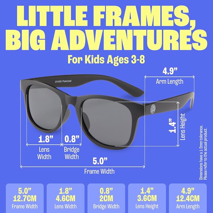 Babysunnies Black Flexible Polarized Kids Sunglasses 3-8 Years