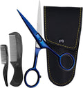ONTAKI Professional German Steel Beard & Mustache Scissors (5") Midnight Blue
