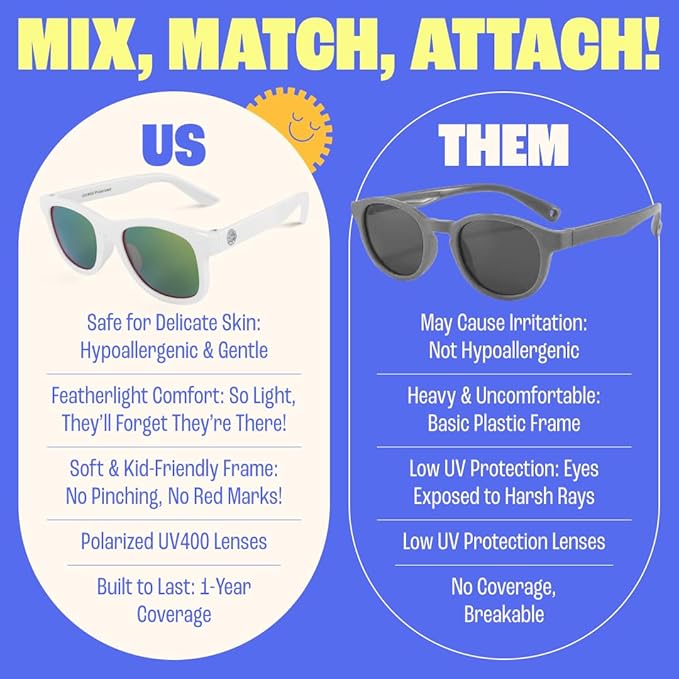 Babysunnies White Polarized Kids Sunglasses (3–8 Years) – Flexible UV400 Children’s Sunglasses
