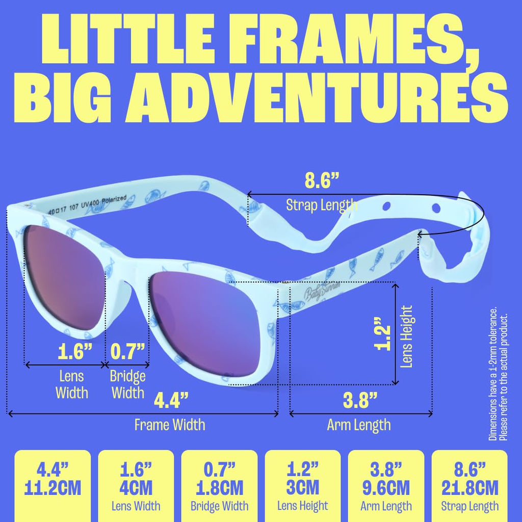 BABY SUNNIES Polarized Baby Sunglasses with Strap - Unbreakable Flexible Infant Sunglasses for Toddlers & Newborns 0-24 Months - Sky Blue - Baby Beach Essentials - Infant Travel Essentials
