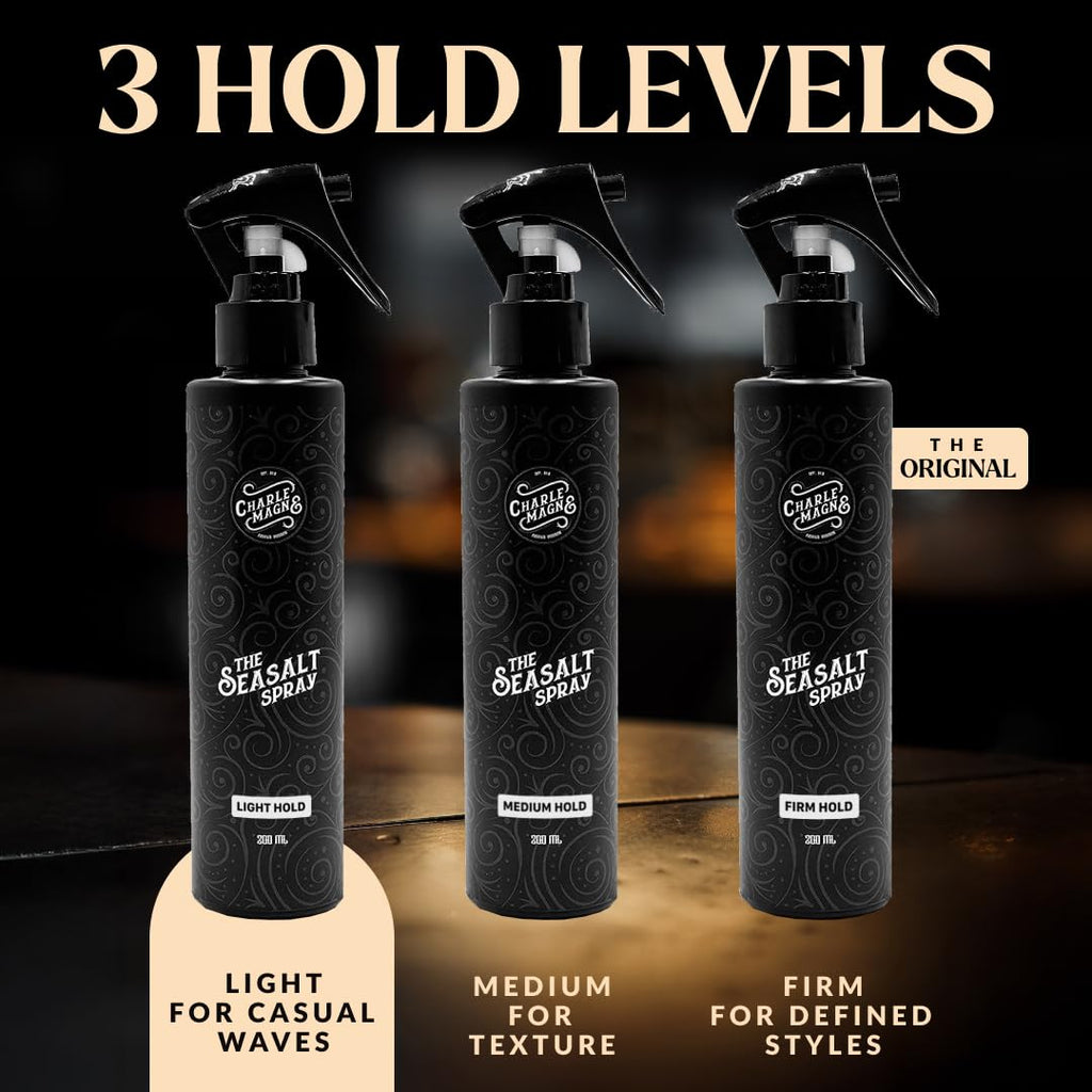 Charlemagne Spray do włosów z solą morską - lekki - zestaw 3 szt.