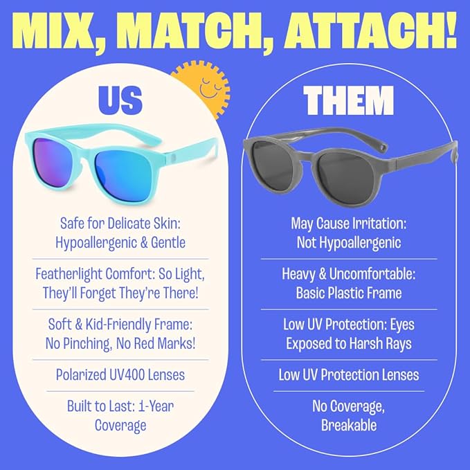 Babysunnies Sky Blue Polarized Kids Sunglasses (3–8 Years) – Flexible UV400 Children’s Sunglasses