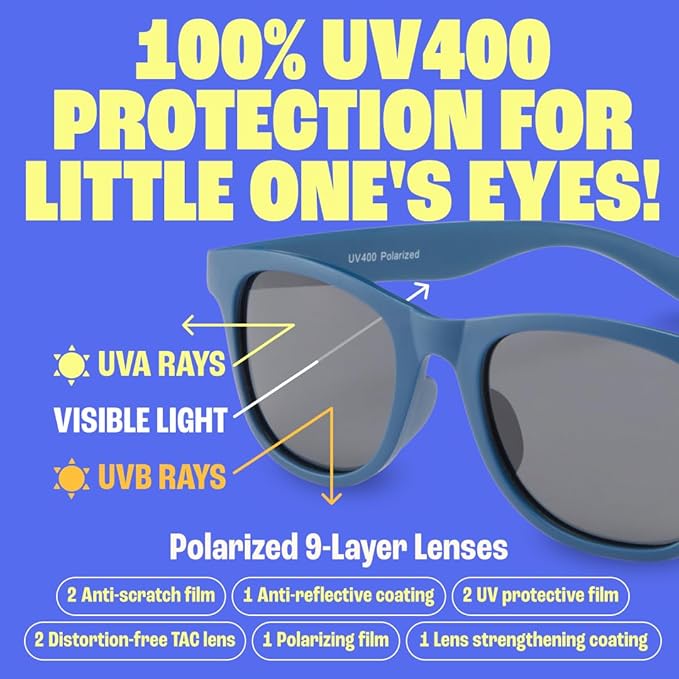 Babysunnies Navy Blue Flexible Polarized Kids Sunglasses 3-8 Years