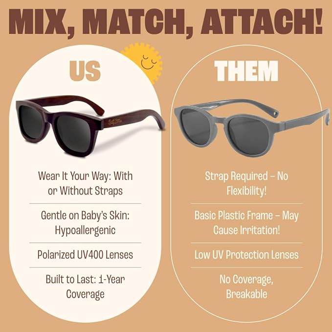 Babysunnies Bamboo Polarized Baby Sunglasses 3-8 Years