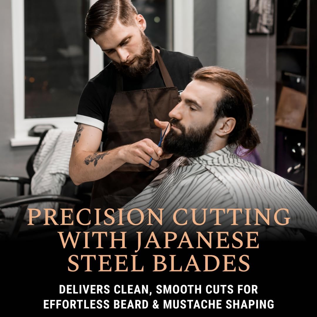 ONTAKI Premium Japanese Steel Beard & Mustache Scissors (5.5") Silver