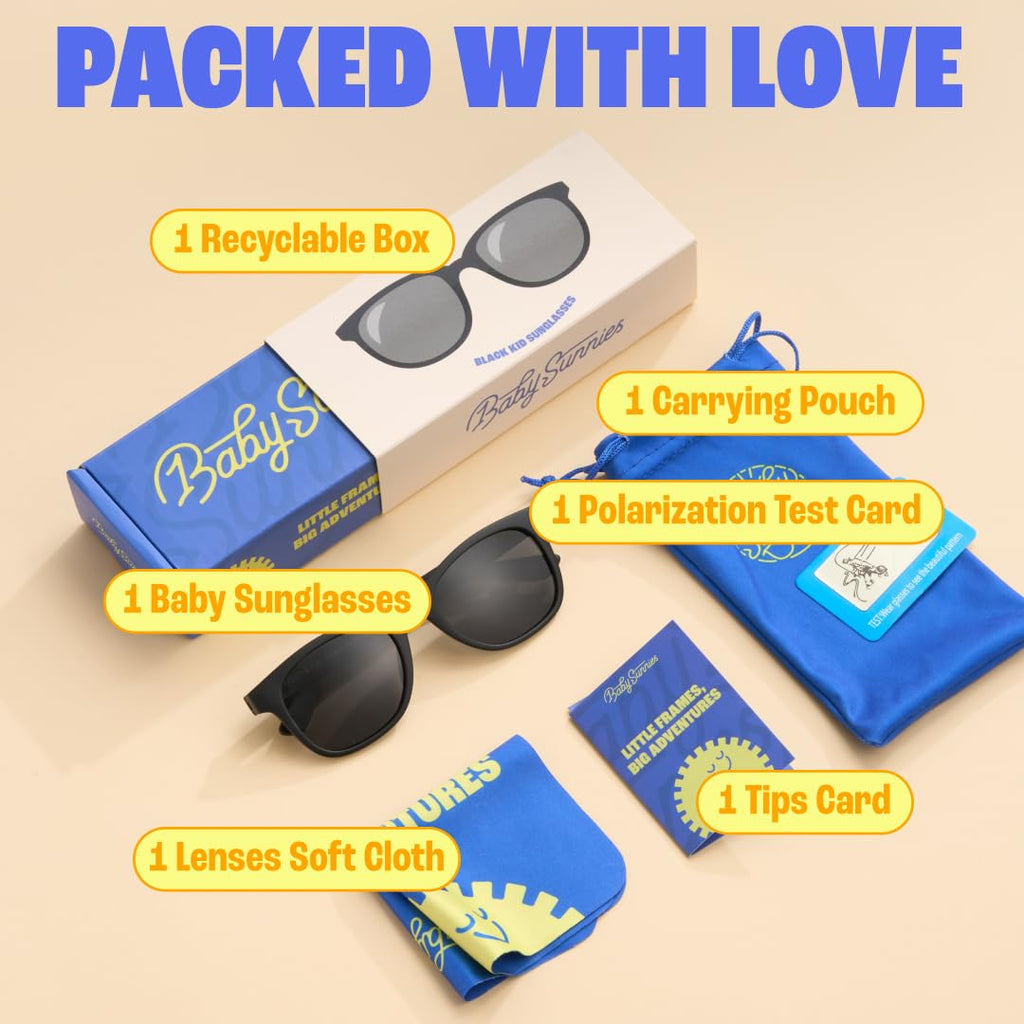 Baby Sunnies Kids sunglasses - Black with sleeve