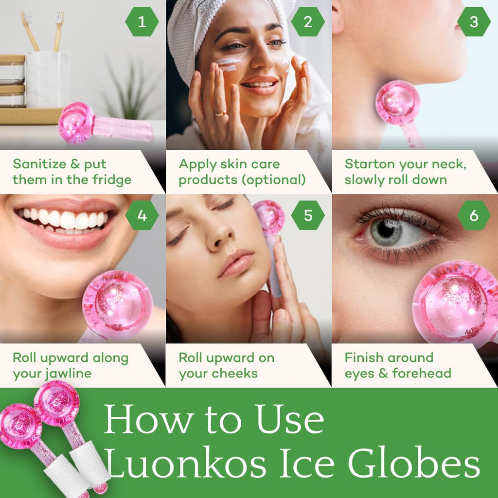 Luonkos Glass Ice Globe Face Massager - pink - 2 pcs