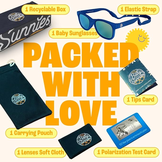 Babysunnies Navy Blue Polarized Baby Sunglasses with Strap (0–24 Months) – Flexible UV400 Infant Sunglasses