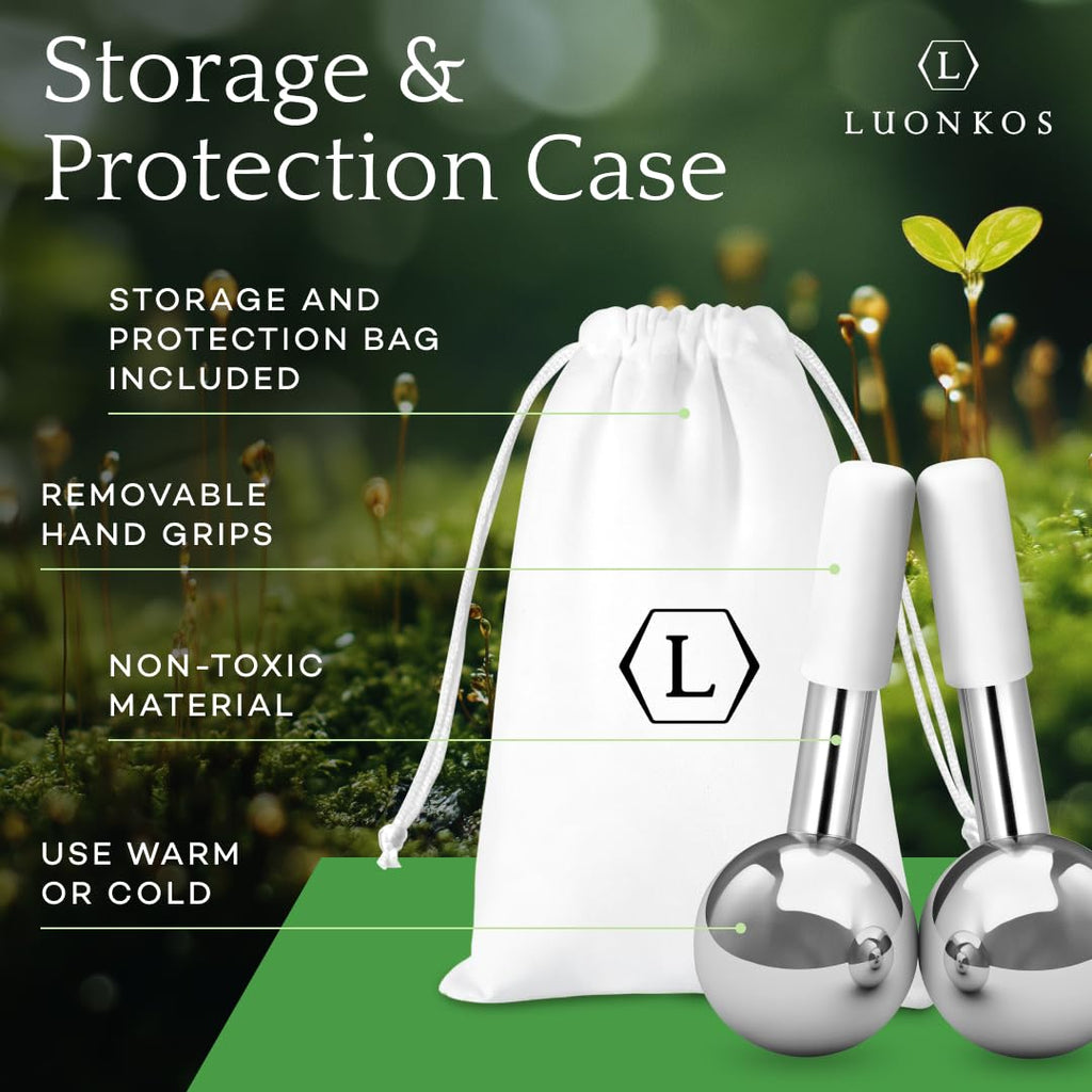 Luonkos Steel Ice Globe Face Massager - 2 pcs