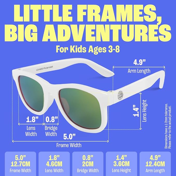 Babysunnies White Polarized Kids Sunglasses (3–8 Years) – Flexible UV400 Children’s Sunglasses