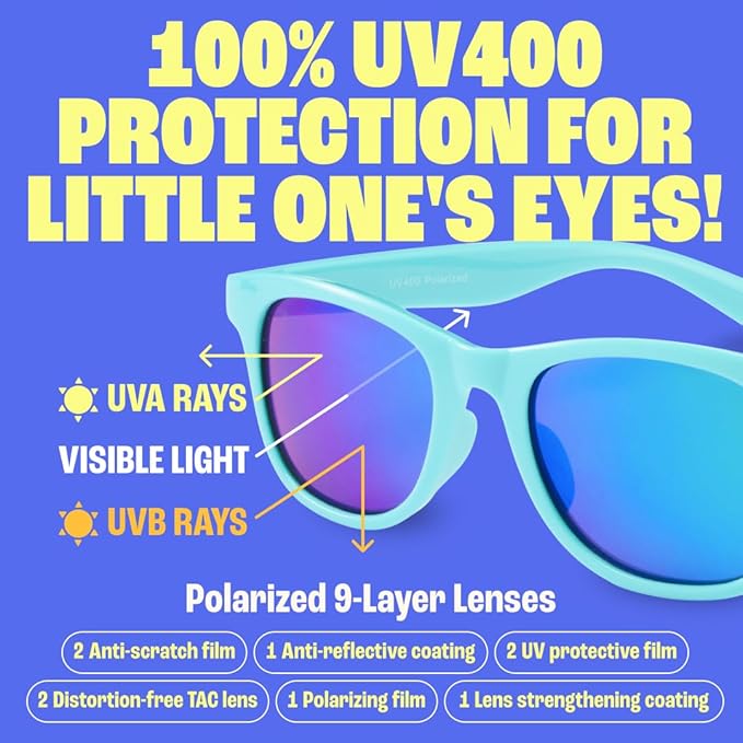 Babysunnies Sky Blue Polarized Kids Sunglasses (3–8 Years) – Flexible UV400 Children’s Sunglasses